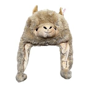 JolliBu Plush Llama Trapper Hat Faux Fur Ear Flap Winter Novelty NWT